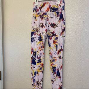 Vull Tie-dye tropical print palm lavender leggings full length hi Rise pockets S